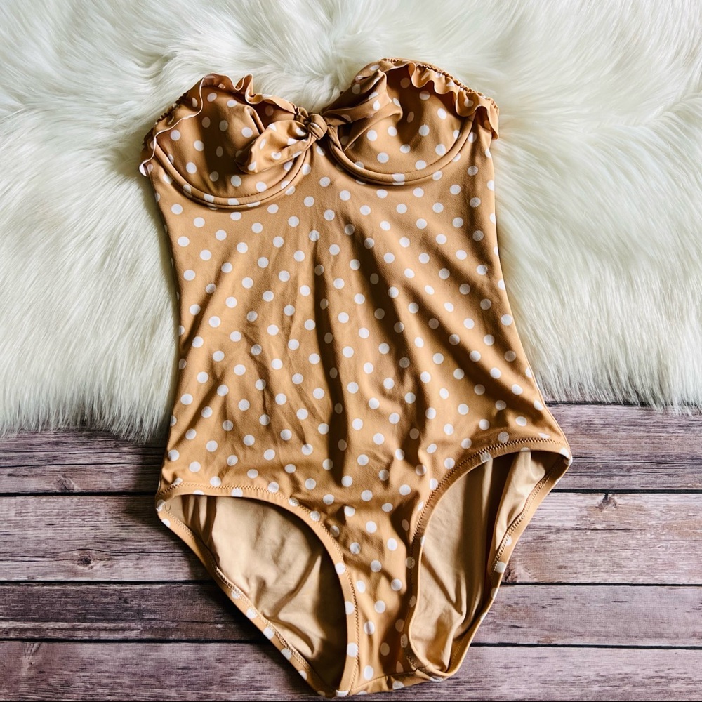 J. Crew One Piece Swimsuit Strapless Polka Dot Sz 6